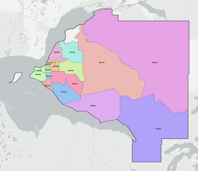 Anchorage County AK ZIP code map preview