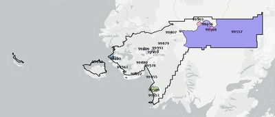 Bethel County AK ZIP code map preview