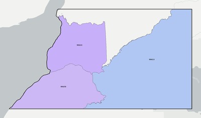 Bristol Bay County AK ZIP code boundaries map