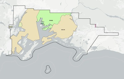 Chugach County AK ZIP code boundaries map