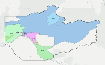 Fairbanks North Star County AK ZIP code boundaries map