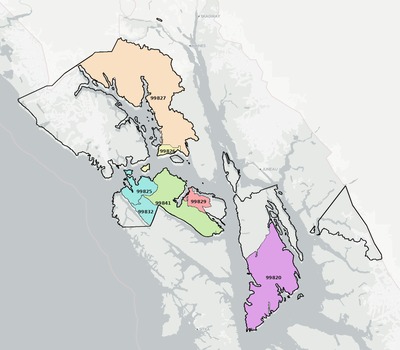 Hoonah-Angoon County AK ZIP code boundaries map
