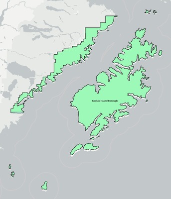Kodiak Island County AK school district boundaries map