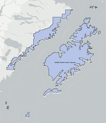 Kodiak Island County AK townships and subdivisions map