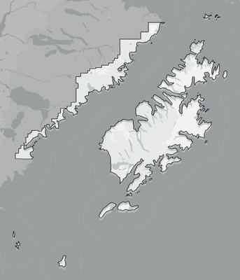 Kodiak Island County AK county basemap context