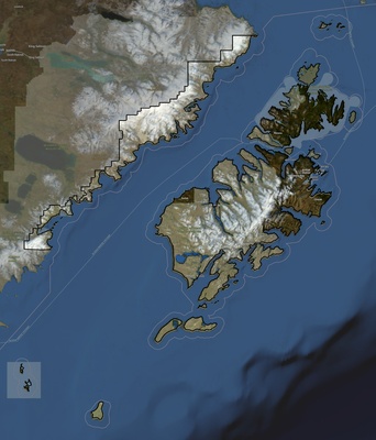 Kodiak Island County AK USGS imagery and topo map