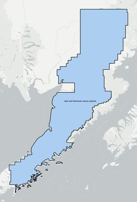 Lake and Peninsula County AK townships and subdivisions map