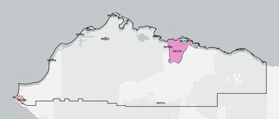 North Slope County AK ZIP code boundaries map