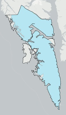 Sitka County AK ZIP code boundaries map