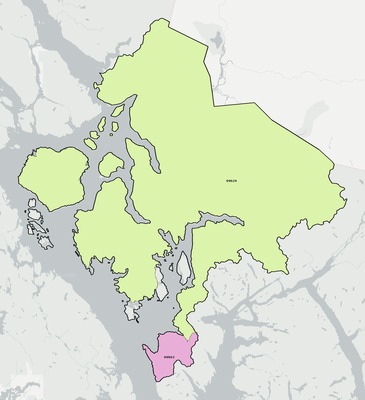 Wrangell County AK ZIP code boundaries map