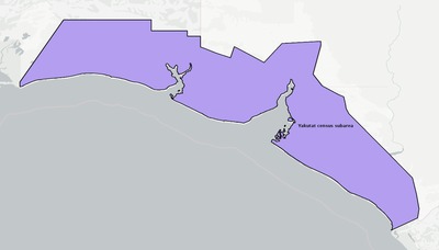 Yakutat County AK townships and subdivisions map