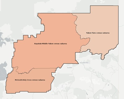 Yukon-Koyukuk County AK townships and subdivisions map