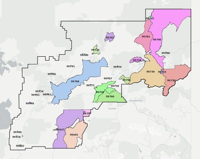 Yukon-Koyukuk County AK ZIP code map preview