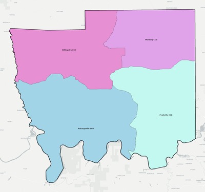 Autauga County AL townships and subdivisions map