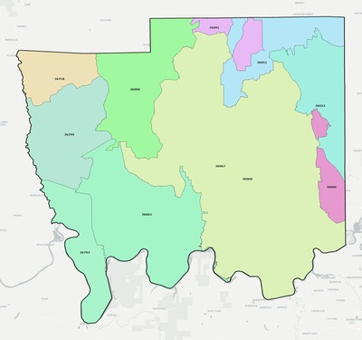 Autauga County AL ZIP code boundaries map