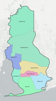 Baldwin County AL townships and subdivisions map