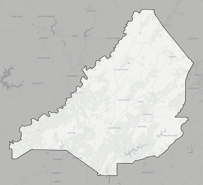 Blount County AL county basemap context