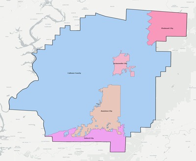 Calhoun County AL school district boundaries map