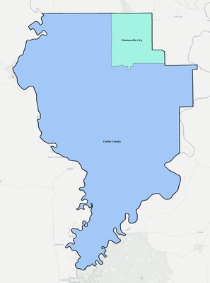 Clarke County AL school district boundaries map