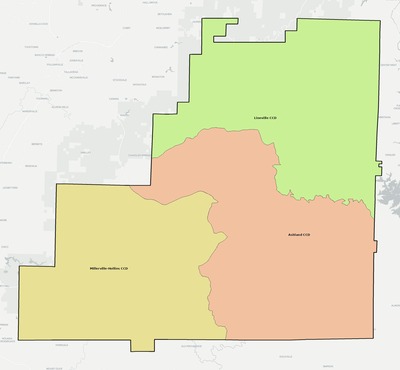 Clay County AL townships and subdivisions map