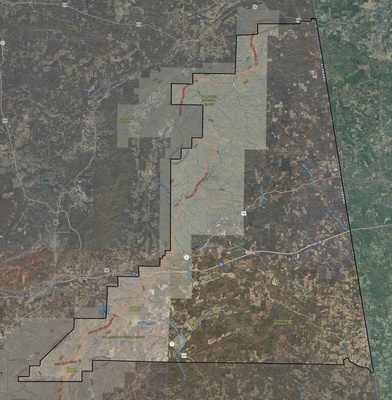 Cleburne County AL USGS imagery and topo map