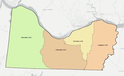 Colbert County AL townships and subdivisions map