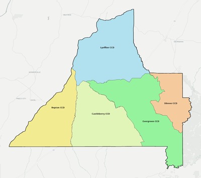 Conecuh County AL townships and subdivisions map