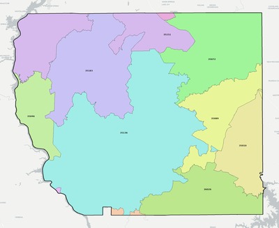 Coosa County AL ZIP code boundaries map