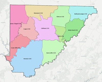 Cullman County AL county subdivision map preview