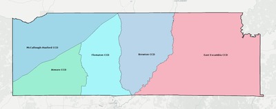 Escambia County AL townships and subdivisions map