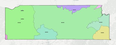 Escambia County AL ZIP code boundaries map