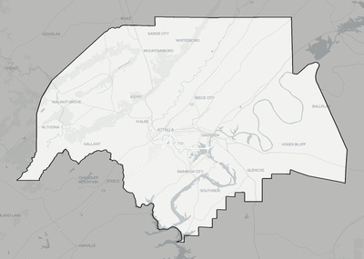 Etowah County AL county basemap context