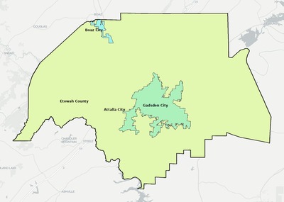 Etowah County AL school district boundaries map