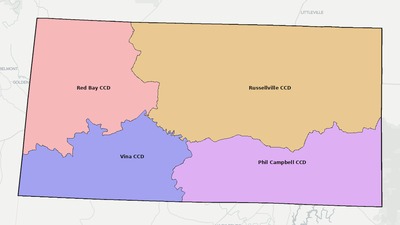 Franklin County AL townships and subdivisions map