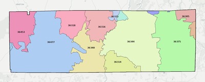 Geneva County AL ZIP code boundaries map