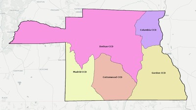 Houston County AL townships and subdivisions map