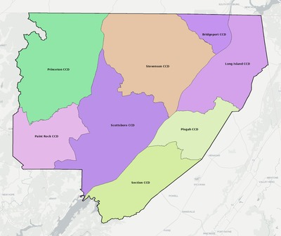 Jackson County AL townships and subdivisions map