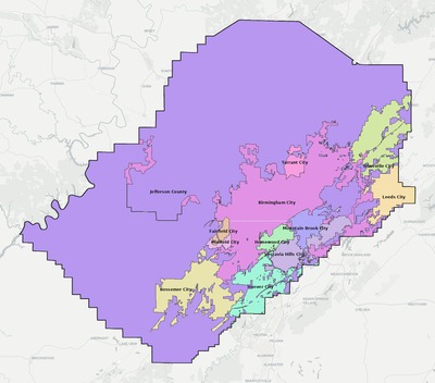 Jefferson County AL school district boundaries map