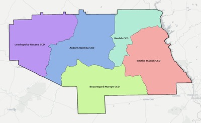 Lee County AL townships and subdivisions map