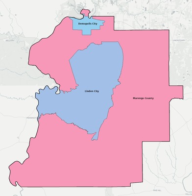Marengo County AL school district boundaries map