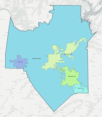 Marshall County AL school district boundaries map