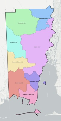 Mobile County AL townships and subdivisions map