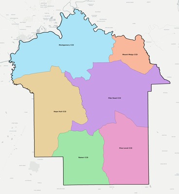 Montgomery County AL townships and subdivisions map