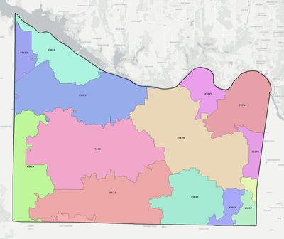 Morgan County AL ZIP code boundaries map