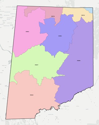 Pickens County AL ZIP code boundaries map