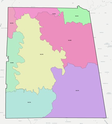 Randolph County AL ZIP code boundaries map