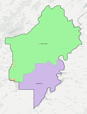 St. Clair County AL school district boundaries map