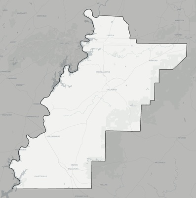 Talladega County AL county basemap context