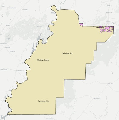Talladega County AL school district boundaries map