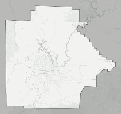 Tuscaloosa County AL county basemap context